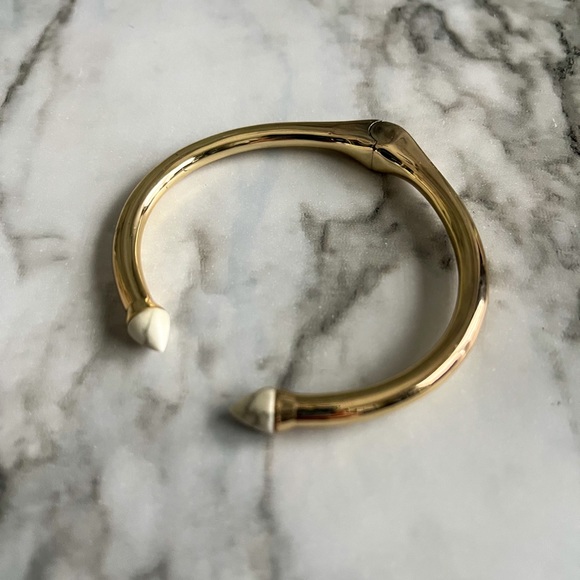 SLATE Porter Hinge Cuff Bracelet, Gold over Brass w/ Howlite, Rocksbox Exclusive - Picture 4 of 15